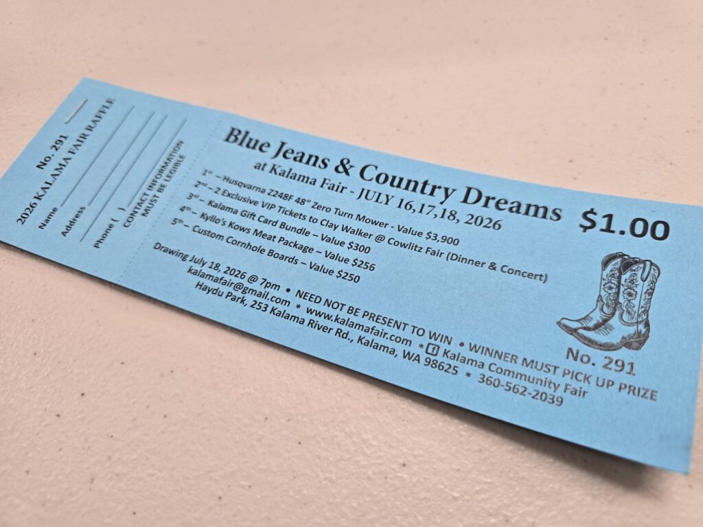 2026 Kalama Fair Raffle Ticket