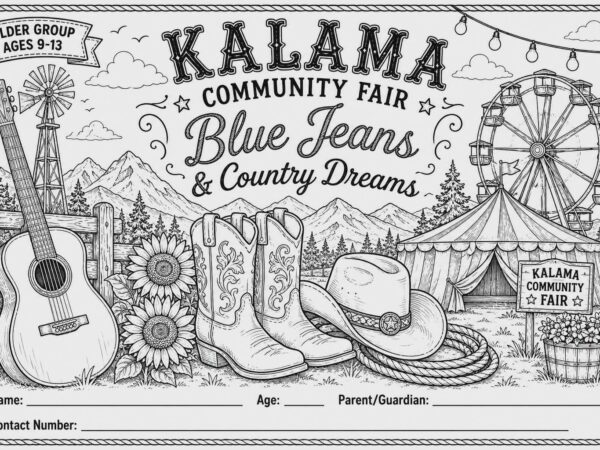 2026 Kalama Fair Coloring Contest Page Older 9-13