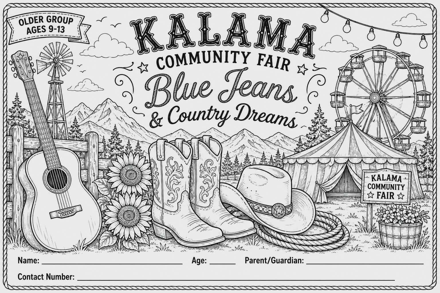 2026 Kalama Fair Coloring Contest Page Older 9-13