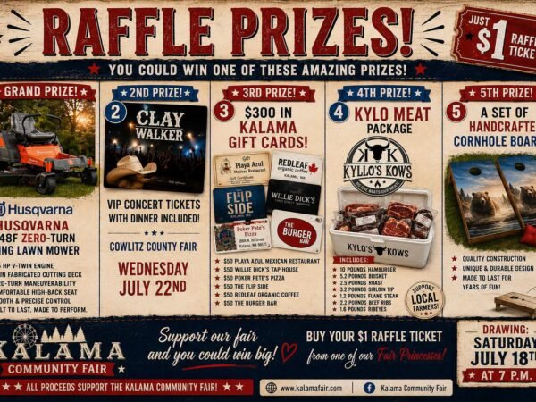 2026 Kalama Fair Court Raffle Prizes