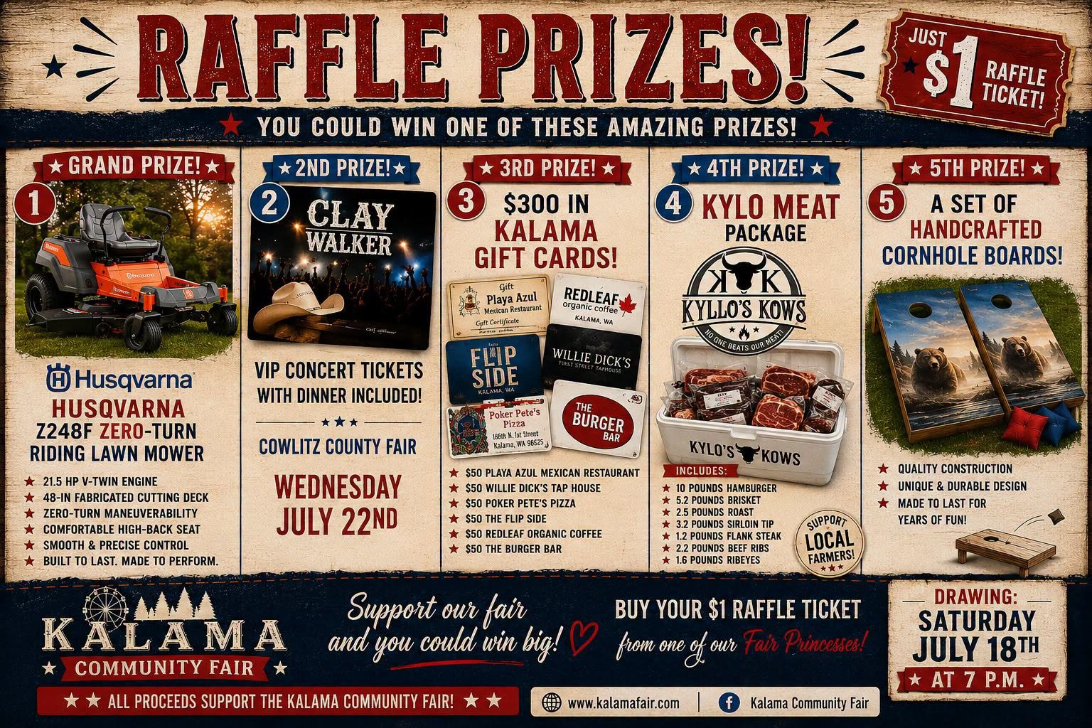 2026 Kalama Fair Court Raffle Prizes